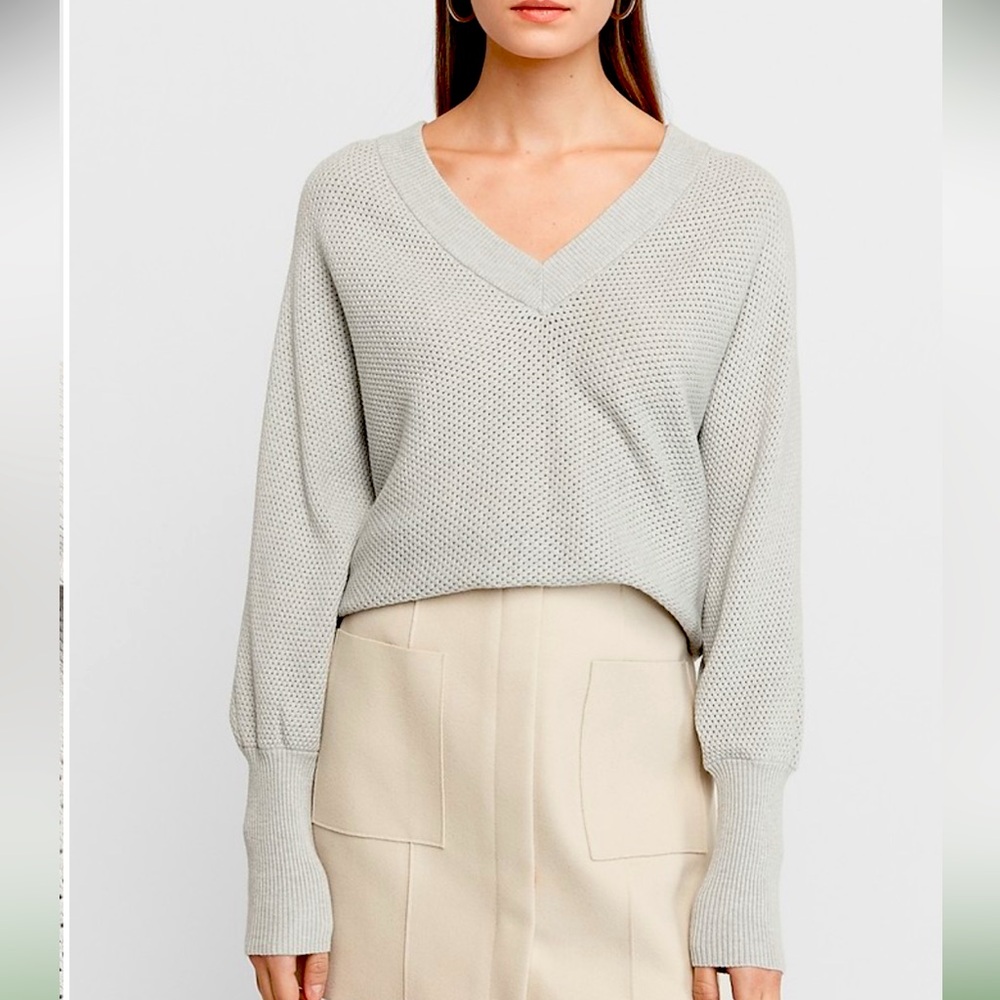 Express Double V Open Stitch Dolman Sweater